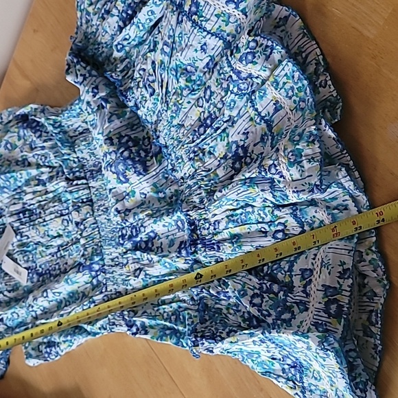 Poupette St Barth Womens Alba Blue Floral Print Cotton Mini Dress NWT - Picture 11 of 13